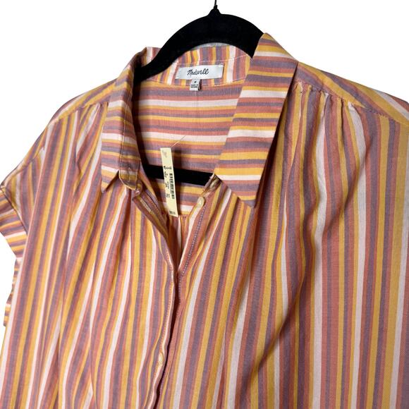 Madewell Oversized Button Up Rainbow Sierra Stripe Central Shirt Size Medium - Picture 3 of 11